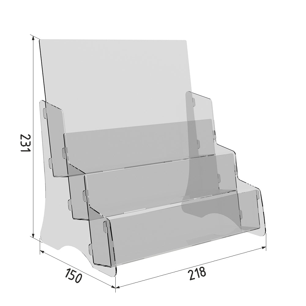 Set 2 pieces, Desktop Brochure Holder A5, Acrylic Stand For Brochures 231x150x218mm, Advertising Display Holder, Acrylic Display For Brochures, Stand For Brochures And Flyers, Acrylic Paper Holder