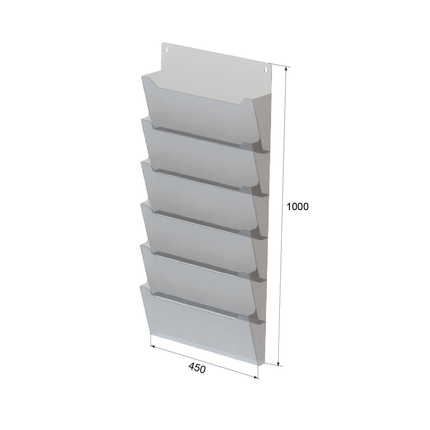 Portafolletos para A4 450x1000x37mm, Expositor de folletos 6 niveles