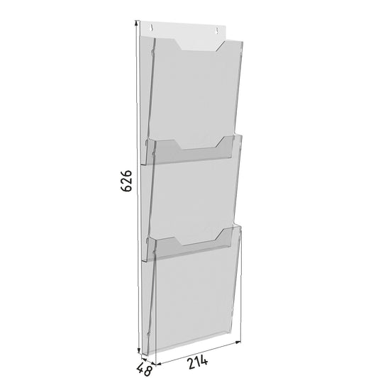 Portafolletos A4 214x626mm 3 niveles, Expositor de folletos