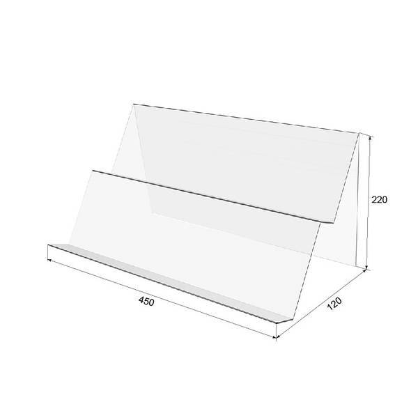Acrylic display 2 steps 450x220x120mm, Acrylic stand for products, Acrylic display for products, Acrylic Organizer for products, Acrylic Stand, Acrylic Showcase