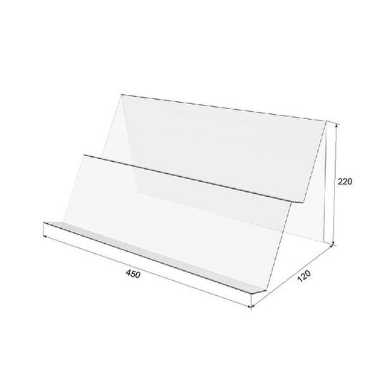 Expositor acrílico 2 peldaños 450x220x120mm, Stand acrílico para productos, Expositor acrílico para productos, Organizador acrílico para productos, Stand acrílico, Vitrina acrílica