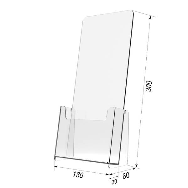 Acrylic Display Stand, Acrylic Brochure Holder, Clear Display Stand, Acrylic Products, Dimensions 130x30x300, Promotional Display Stand, Informational stand