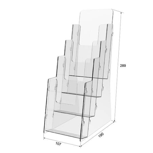 Брошурник, Euro Flyer Stand 107x190x289mm, Акриловий стенд, Акриловий дисплей, Рекламний стенд, Виставкове обладнання, Інформаційний стенд, Акриловий тримач для брошур