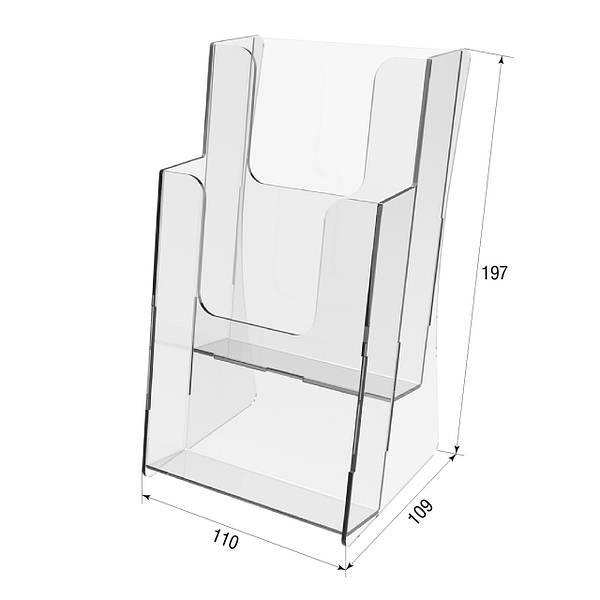 Booklet holder, Euro Flyer Stand 197x110x109, Acrylic Stand, Acrylic Display, Advertising Stand, Exhibition Equipment, Information Stand, Acrylic Brochure Holder