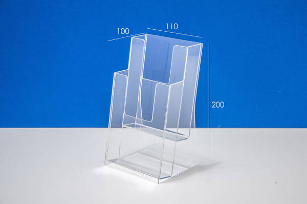Booklet holder, Euro Flyer Stand 197x110x109, Acrylic Stand, Acrylic Display, Advertising Stand, Exhibition Equipment, Information Stand, Acrylic Brochure Holder