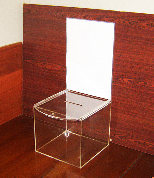Donation box 215x215x200/500 with A4 pocket