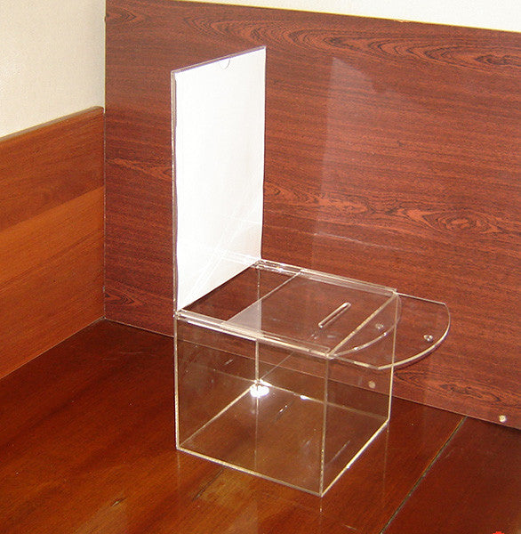 Donation box 215x215x200/500 with A4 pocket