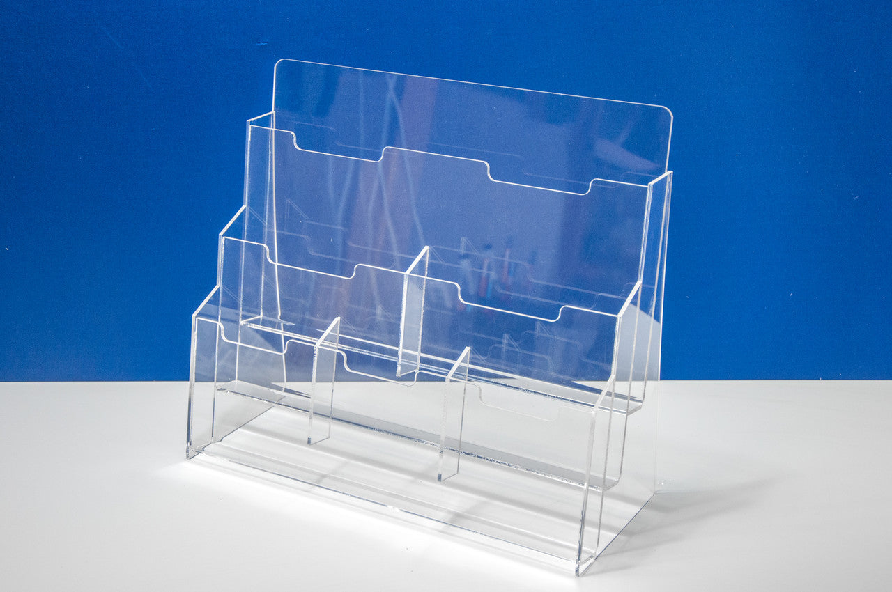 Set 2 pieces, Booklet holder, Multi Paper holder format A6 A5 A4 , 217x75x300mm, Acrylic Stand, Acrylic Display, Advertising Stand, Exhibition Equipment, Information Stand, Acrylic Brochure Holder