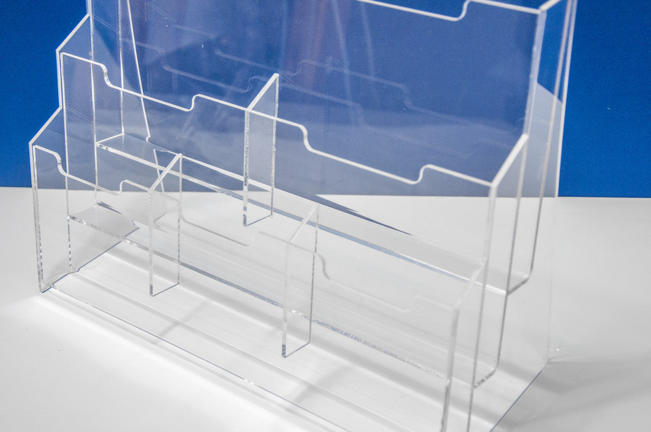 Set 2 pieces, Booklet holder, Multi Paper holder format A6 A5 A4 , 217x75x300mm, Acrylic Stand, Acrylic Display, Advertising Stand, Exhibition Equipment, Information Stand, Acrylic Brochure Holder