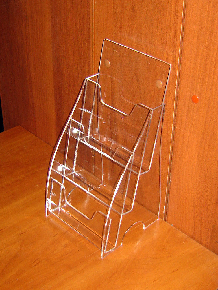 Set 2 piezas, Portafolletos de sobremesa A5, Soporte acrílico para folletos 259x140x267mm, Soporte para expositores publicitarios, Expositor acrílico para folletos, Soporte para folletos y volantes, Soporte de papel acrílico