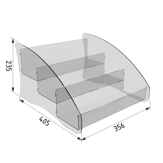 Акрилові стійки для виставок, 3-ярусна полиця-органайзер для парфумів і універсальний тримач для кексів, підставки для виставок для фігурок, полиці для десертів для вечірок для прикраси 356x405x235 мм