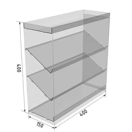 Acrylic Display Stand For Candy Bars, Acrylic organizer 4 shelves, Acrylic Display 400x400x150mm, Acrylic Showcase, Acrylic Stand for products
