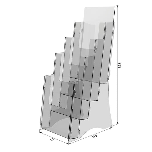 Брошурник, Euro Flyer Stand 111x149x322 мм, Акриловий стенд, Акриловий дисплей, Рекламний стенд, Виставкове обладнання, Інформаційний стенд, Акриловий тримач для брошур