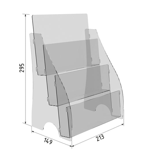 Набір з 2 шт., настільний буклетник А5, акрилова підставка для брошур 213х149х295 мм, тримач рекламного дисплея, акриловий дисплей для брошур, підставка для брошур і флаєрів, тримач для акрилового паперу