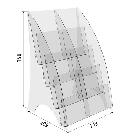 Portafolletos, expositor de folletos 213x209x340 mm, expositor acrílico, expositor acrílico, expositor publicitario, equipamiento para exposiciones, expositor informativo, portafolletos acrílico