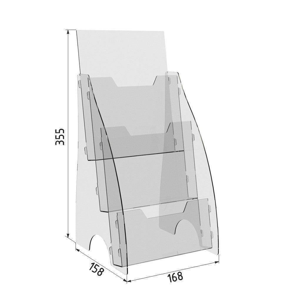 Set of 2 pieces, Desktop Brochure Holder A5, Acrylic Stand For Brochures 168x158x355mm, Advertising Display Holder, Acrylic Display For Brochures, Stand For Brochures And Flyers, Acrylic Paper Holder
