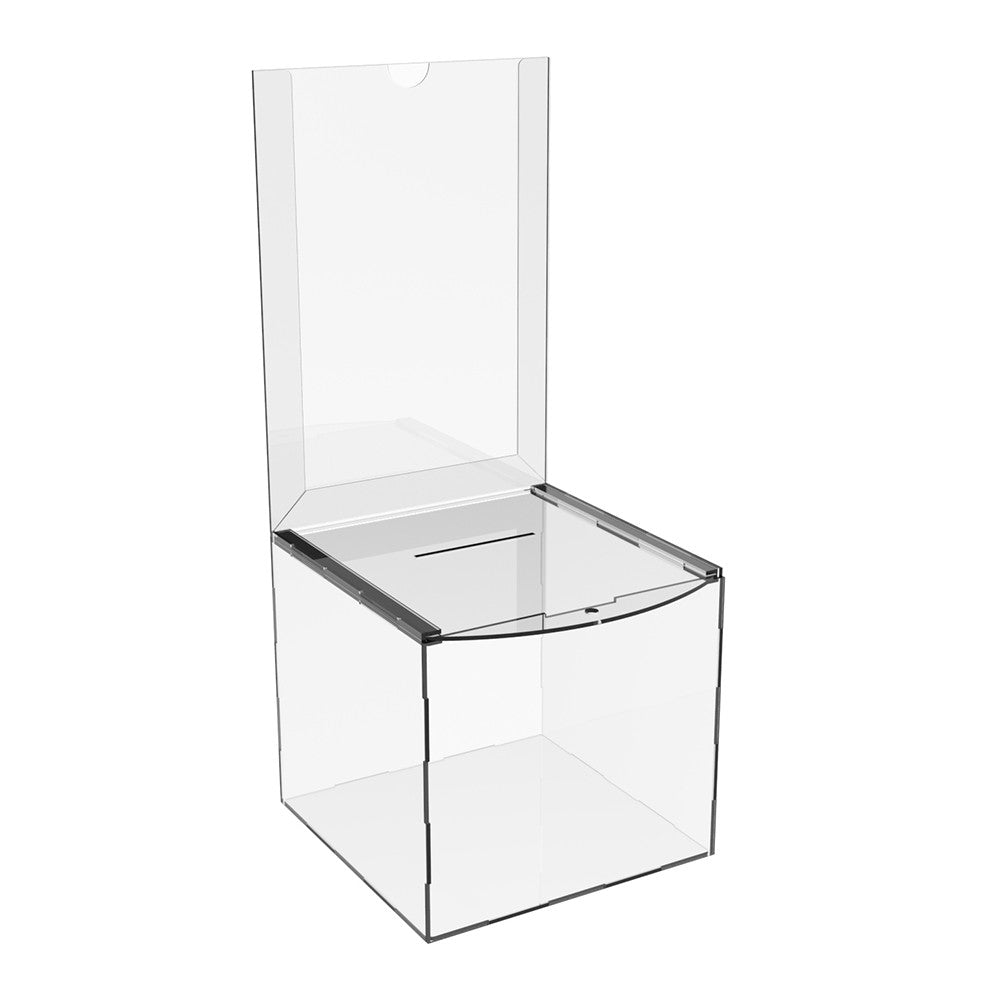 Donation box 215x215x200/500 with A4 pocket