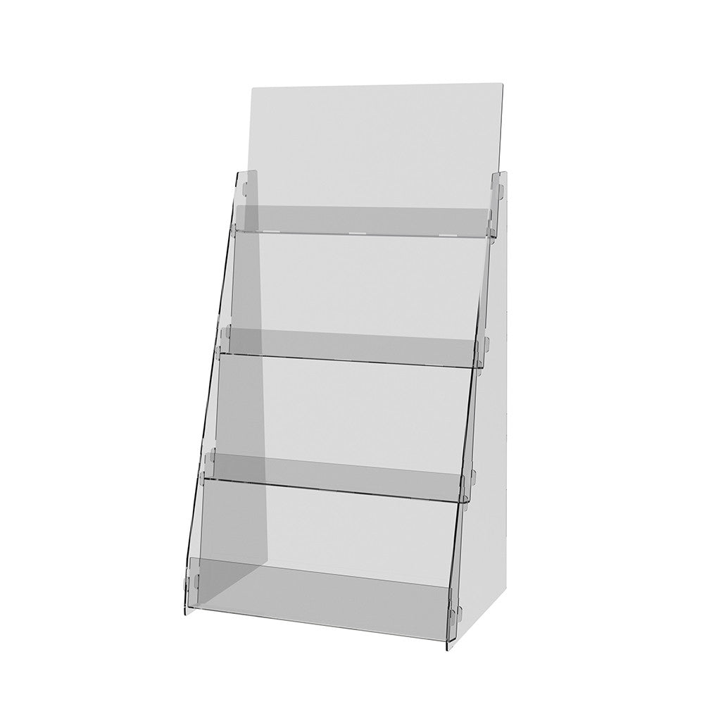 Booklet holder, Set 2 pcs, Euro Flyer Stand 408x218x148 mm, Acrylic Stand, Acrylic Display, Advertising Stand, Exhibition Equipment, Information Stand, Acrylic Brochure Holder