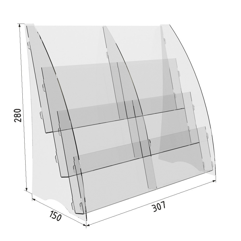 Set of 2 pieces, Desktop Brochure Holder A5, Acrylic Stand For Brochures 307x150x280mm, Advertising Display Holder, Acrylic Display For Brochures, Stand For Brochures And Flyers, Acrylic Paper Holder