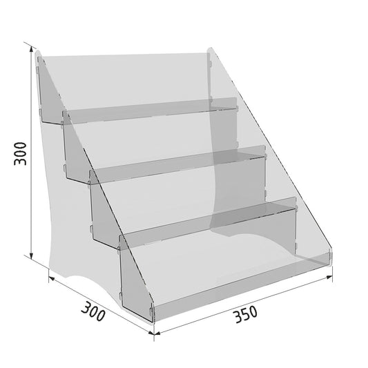 Soportes de exhibición de acrílico, estante de exhibición organizador de perfumes de 4 niveles y soporte versátil para cupcakes, elevadores de exhibición para figuras, estantes de postre para fiestas para decoración 300x300x350 mm