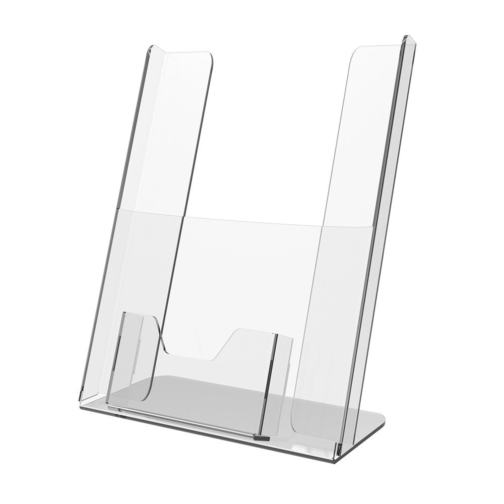 Set 2 pieces, Booklet holder with business card holder, Paper holder A4 , 215x75x300mm, Acrylic Stand, Acrylic Display, Advertising Stand, Exhibition Equipment, Information Stand, Acrylic Brochure Holder