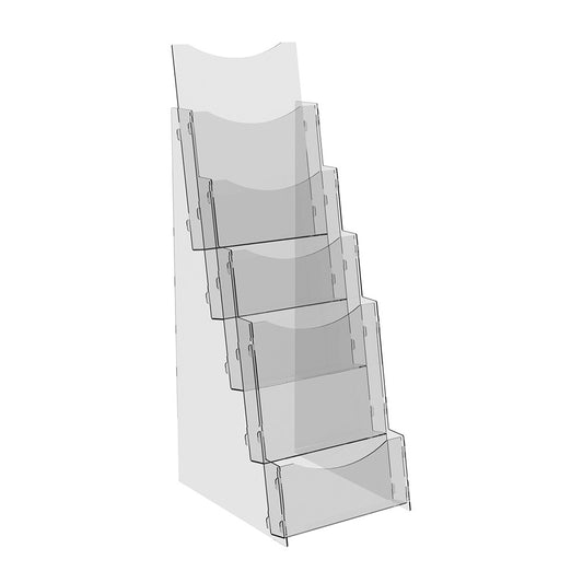 Juego de 2 piezas, soporte de escritorio para folletos A5, soporte acrílico para folletos 467 x 207 x 155 mm, soporte de exhibición publicitaria, exhibición acrílica para folletos, soporte para folletos y volantes, soporte de papel acrílico