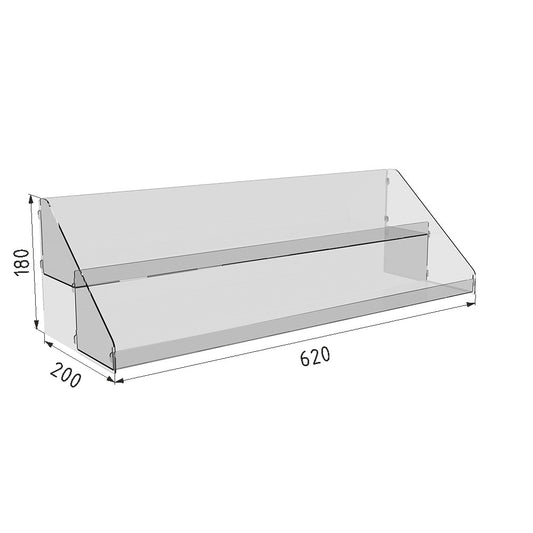 Acrylic display, Acrylic Stand 620x180x200mm, Acrylic stand case, Acrylic organizer, Acrylic display, Acrylic showcase stand