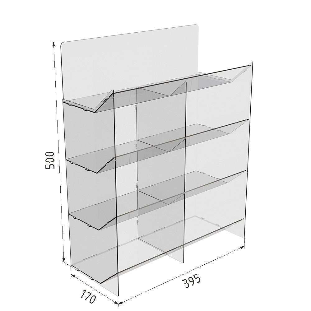 Acrylic Display Stand, Acrylic Display For Candy Bars, Acrylic Stand 500x170x395mm, Acrylic Organizer, Acrylic Showcase, Acrylic Stand for products