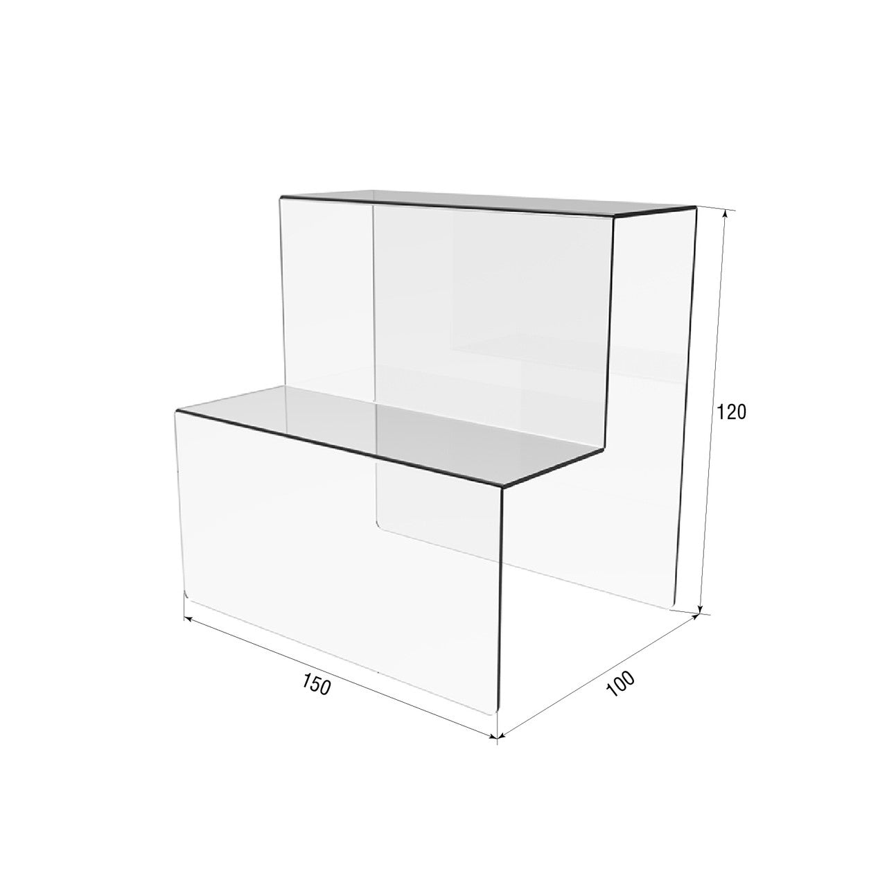 Acrylic stand for products 2 steps 150x120x100mm, Acrylic display, Acrylic display for products, Acrylic Organizer for products, Acrylic Stand, Acrylic Showcase