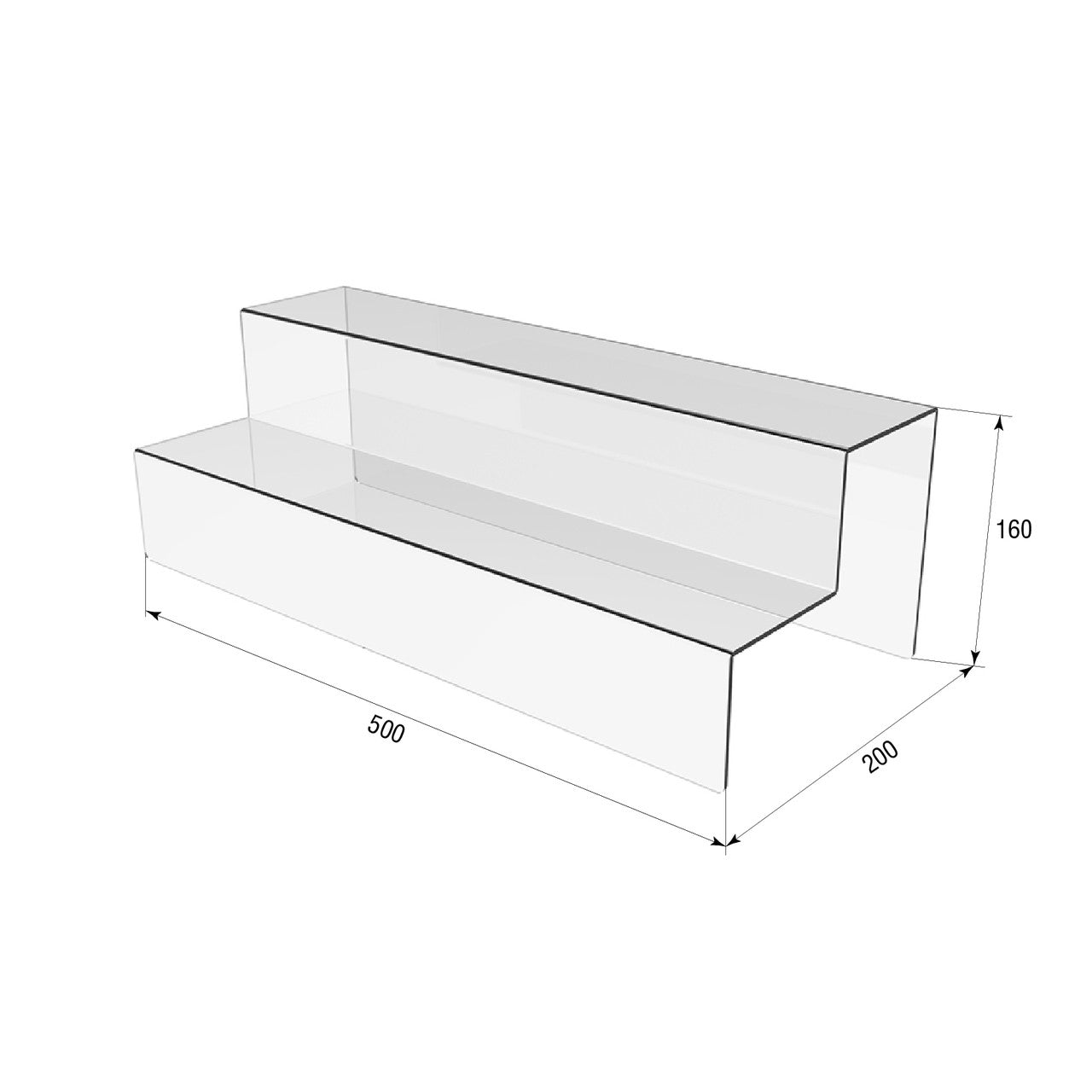 Acrylic Risers Display Stands, 2 Tier Perfume Organizer 500x200x160mm, Display Shelf & Versatile Cupcake Stand Holder, Display Risers for Figures, Dessert Shelves for Party for Decoration