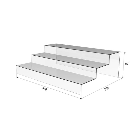 Expositor acrílico para productos 3 peldaños 500x348x150mm, Expositor acrílico, Expositor acrílico para productos, Organizador acrílico para productos, Stand acrílico, Vitrina acrílica
