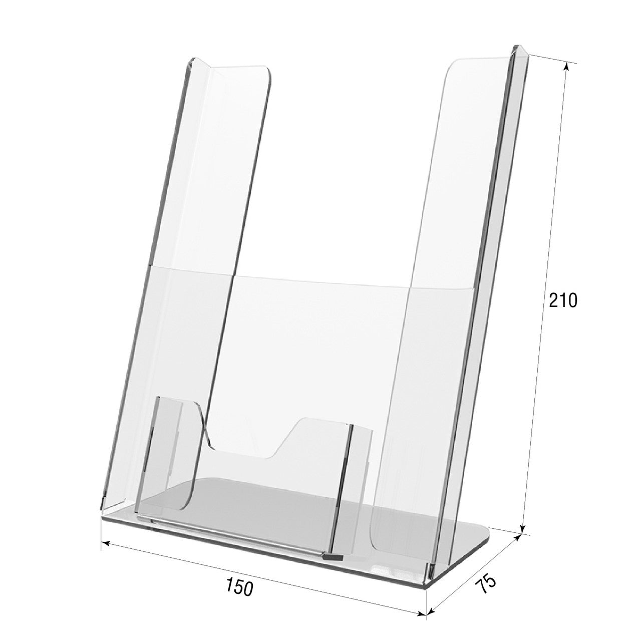 Set 2 pieces, Desktop Brochure Holder A5, Acrylic Stand For Brochures 150x75x210mm, Advertising Display Holder, Acrylic Display For Brochures, Stand For Brochures And Flyers, Acrylic Paper Holder