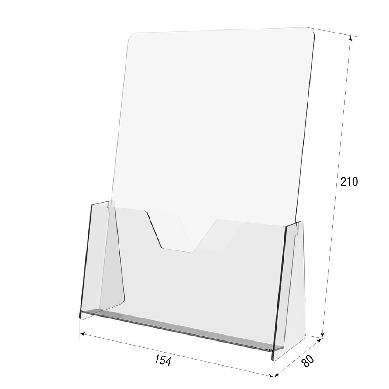 Set of 2 pcs, Desktop Brochure Holder A5, Acrylic Stand For Brochures 154x80x210mm, Advertising Display Holder, Acrylic Display For Brochures, Stand For Brochures And Flyers, Acrylic Paper Holder