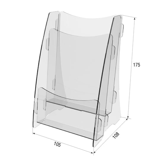 Set 2 piezas, Portafolletos 108x105x175 mm, Stand Acrílico, Display Acrílico, Stand Publicitario, Equipo de Exhibición, Stand Informativo, Portafolletos Acrílico