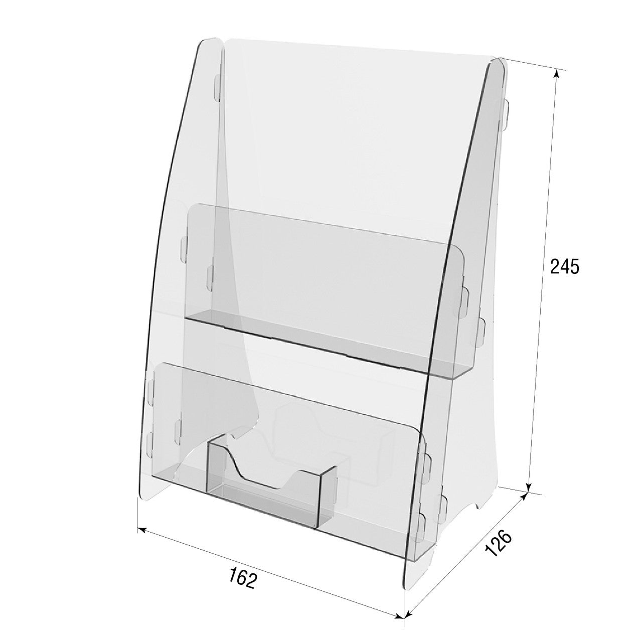 Set of 2 pieces, Desktop Brochure Holder A5, Acrylic Stand For Brochures 162x126x245mm, Advertising Display Holder, Acrylic Display For Brochures, Stand For Brochures And Flyers, Acrylic Paper Holder