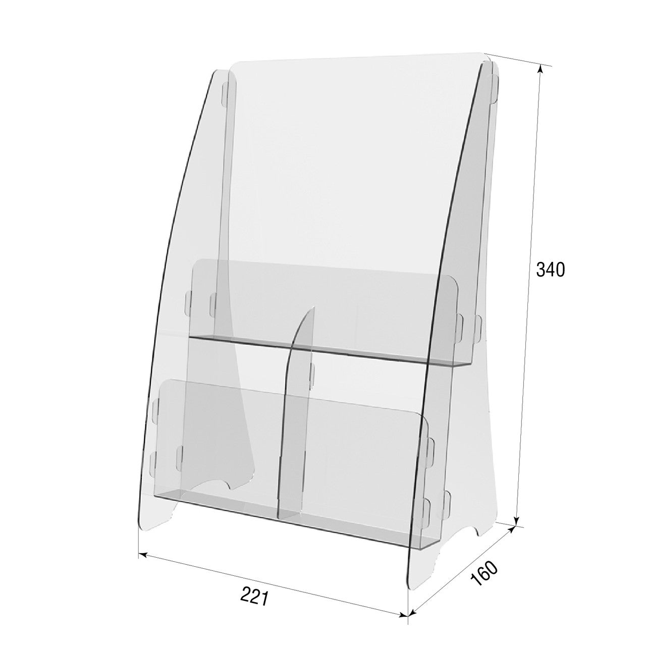 Set 2 pieces, Booklet holder, Paper holder A4 , 221x160x340mm, Acrylic Stand, Acrylic Display, Advertising Stand, Exhibition Equipment, Information Stand, Acrylic Brochure Holder