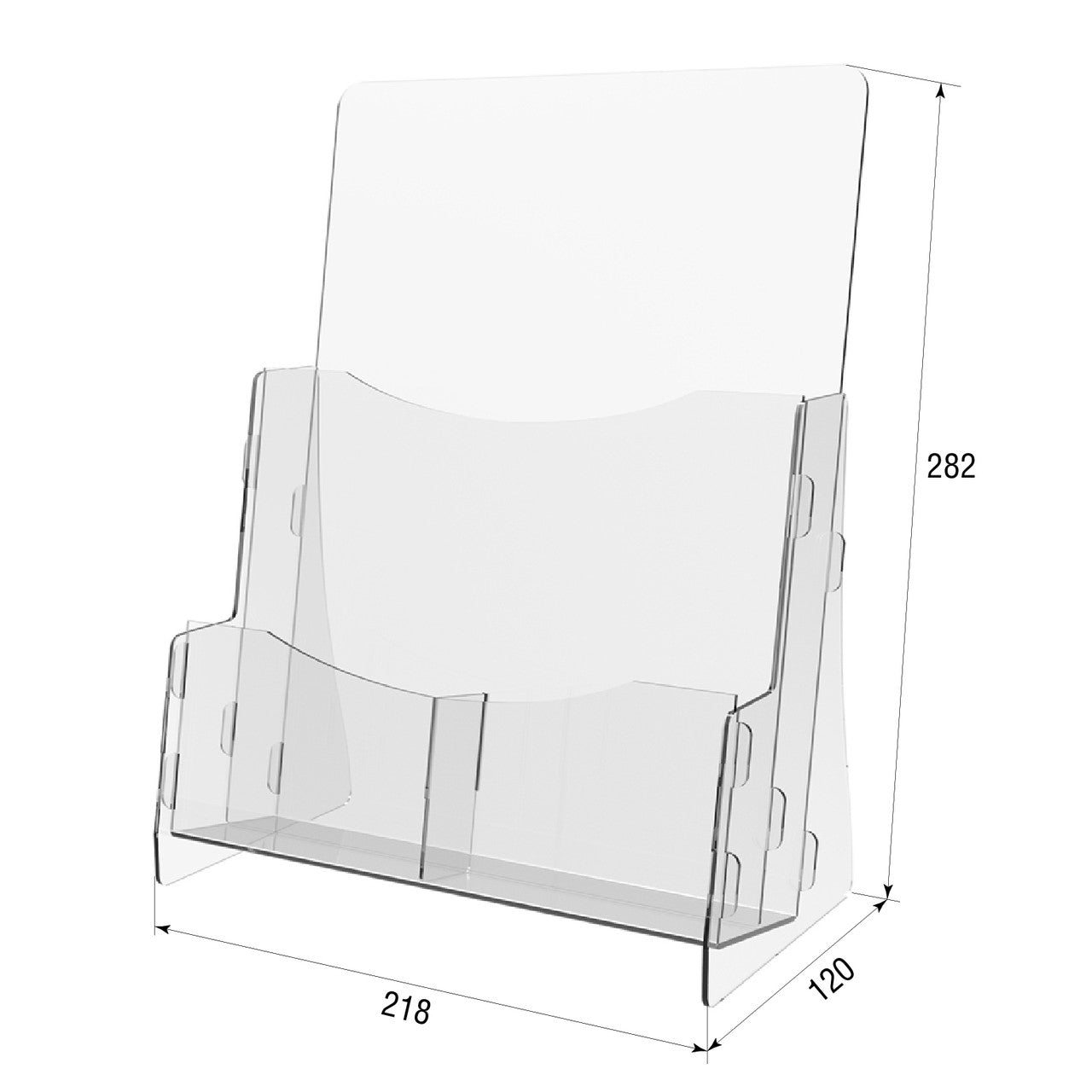 Set 2 pieces, Booklet holder, Paper holder A4 , 218x120x282mm, Acrylic Stand, Acrylic Display, Advertising Stand, Exhibition Equipment, Information Stand, Acrylic Brochure Holder
