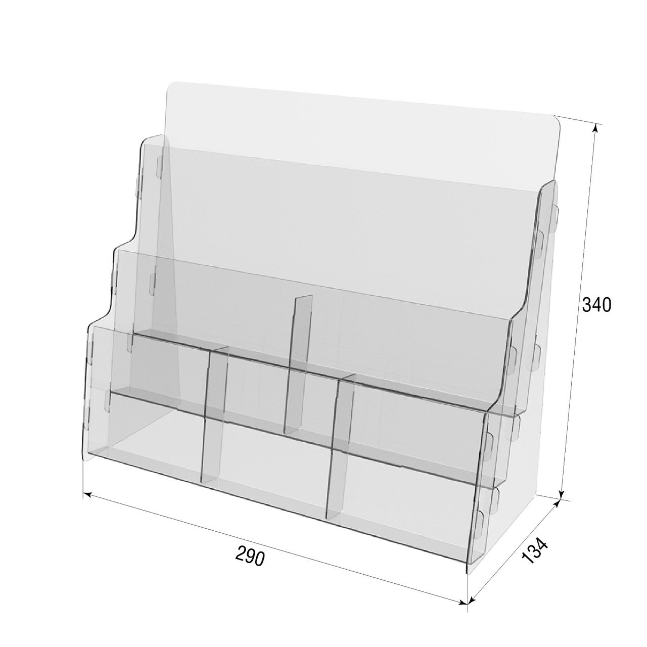 Set 2 pieces, Booklet holder, Paper holder A4 , 290x134x340mm, Acrylic Stand, Acrylic Display, Advertising Stand, Exhibition Equipment, Information Stand, Acrylic Brochure Holder