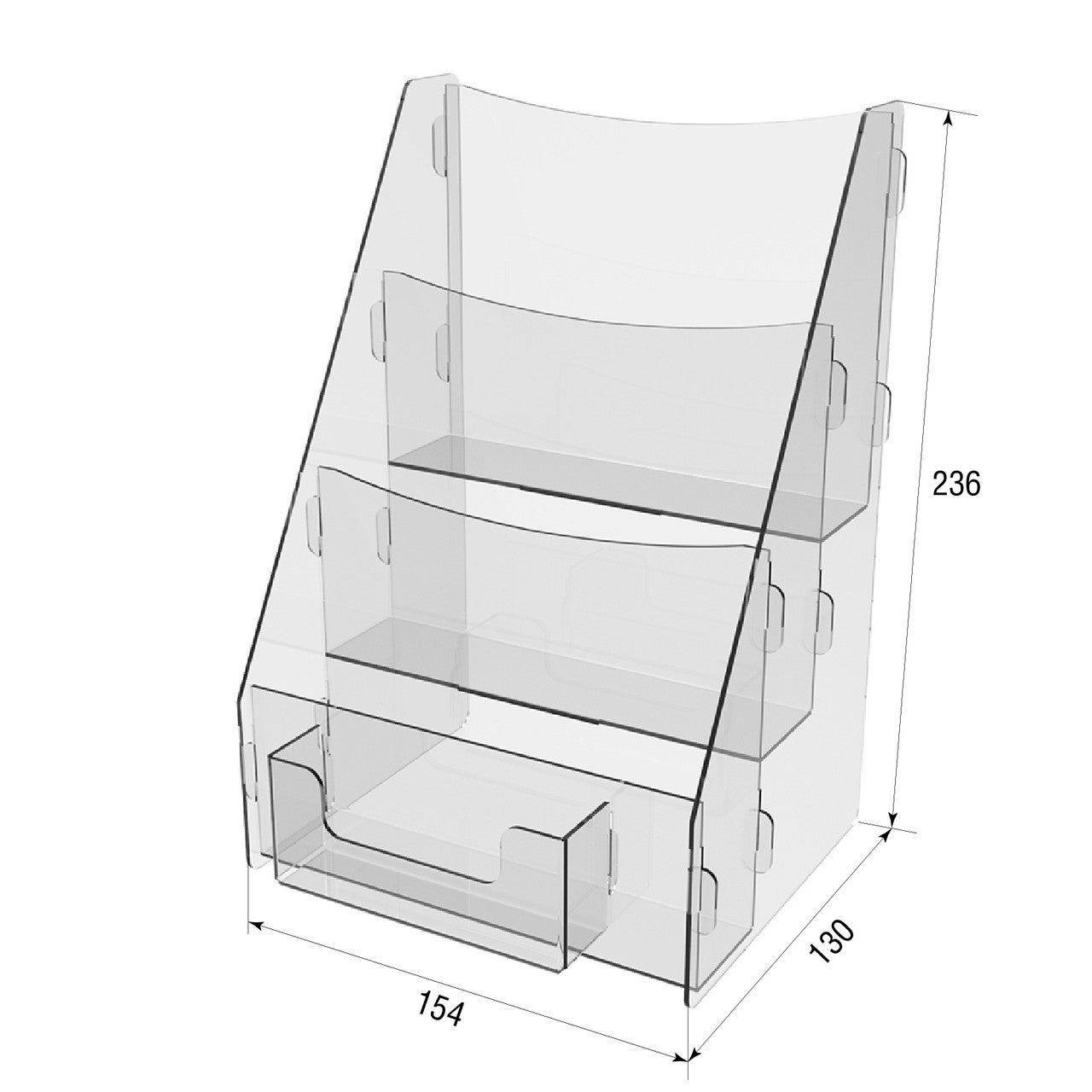 Set of 2 pcs, Desktop Brochure Holder A5, Acrylic Stand For Brochures 154x130x236mm, Advertising Display Holder, Acrylic Display For Brochures, Stand For Brochures And Flyers, Acrylic Paper Holder