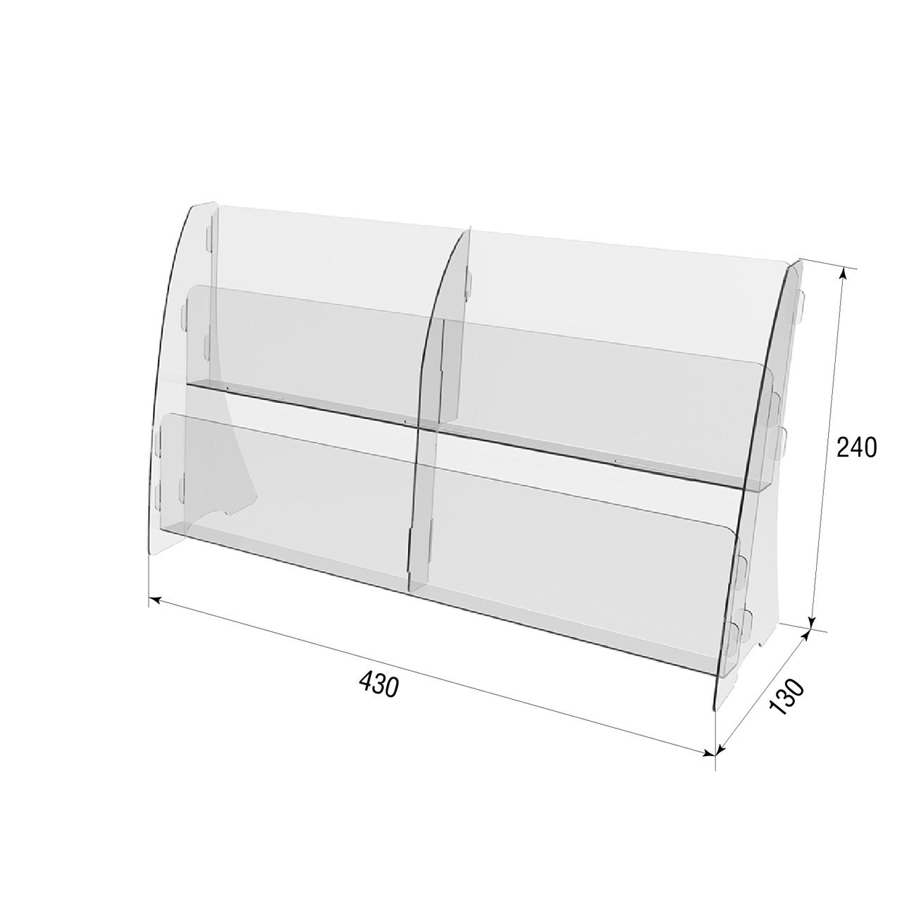 Set 2 pieces, Booklet holder, Paper holder A4 , 430x130x240mm, Acrylic Stand, Acrylic Display, Advertising Stand, Exhibition Equipment, Information Stand, Acrylic Brochure Holder
