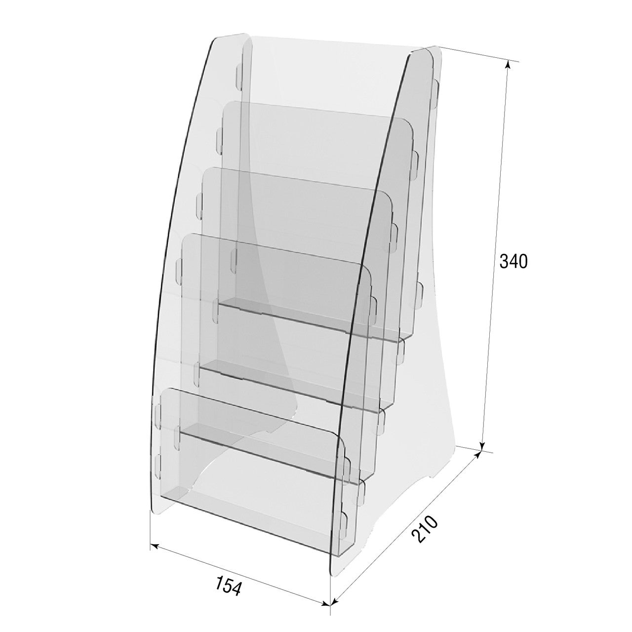 Set of 2 pcs, Desktop Brochure Holder A5, Acrylic Stand For Brochures 210x154x340mm, Advertising Display Holder, Acrylic Display For Brochures, Stand For Brochures And Flyers, Acrylic Paper Holder