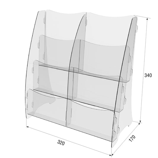 Набір з 2 шт., настільний буклетник А5, акрилова підставка для брошур 320х170х340мм, рекламний стендхолдер, акриловий стенд для брошур, підставка для буклетів і флаєрів, тримач для акрилового паперу