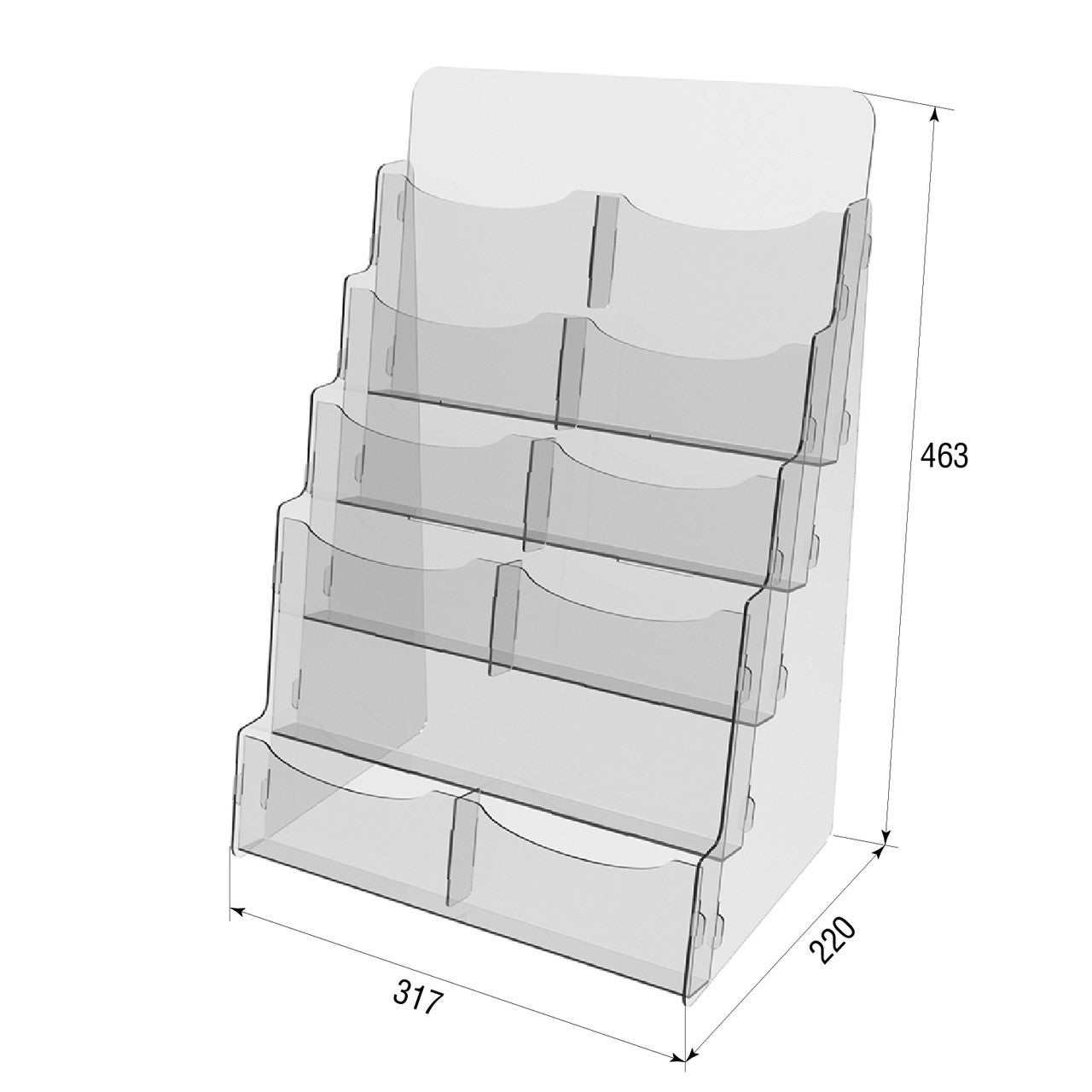 Set of 2 pieces, Desktop Brochure Holder A5, Acrylic Stand For Brochures 317x220x463mm, Advertising Display Holder, Acrylic Display For Brochures, Stand For Brochures And Flyers, Acrylic Paper Holder