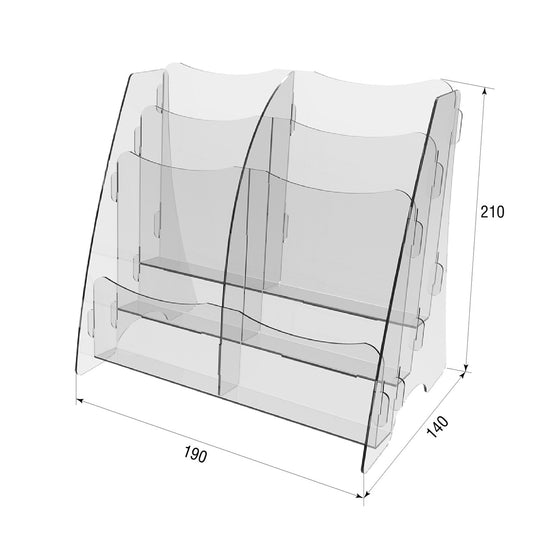Set 2 piezas, Portafolletos 210x140x190mm, Stand Acrílico, Display Acrílico, Stand Publicitario, Equipo de Exhibición, Stand Informativo, Portafolletos Acrílico