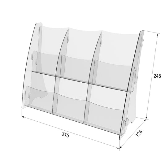 Portafolletos 315x126x245mm, Stand Acrílico, Display Acrílico, Stand Publicitario, Equipo de Exhibición, Stand Informativo, Portafolletos Acrílico