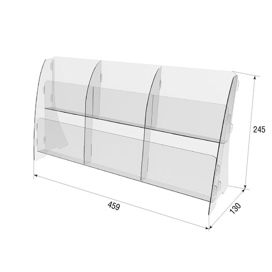 Juego de 2 piezas, Portafolletos de sobremesa A5, Soporte acrílico para folletos 459x130x245mm, Soporte de exhibición publicitario, Expositor acrílico para folletos, Soporte para folletos y volantes, Soporte de papel acrílico