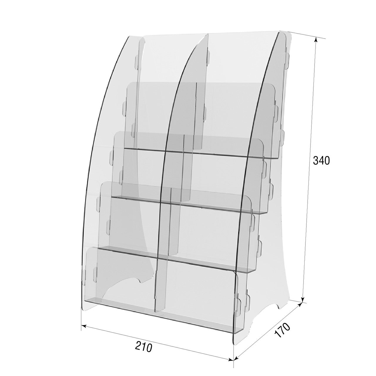 Booklet holder 210x170x340mm, Acrylic Stand, Acrylic Display, Advertising Stand, Exhibition Equipment, Information Stand, Acrylic Brochure Holder