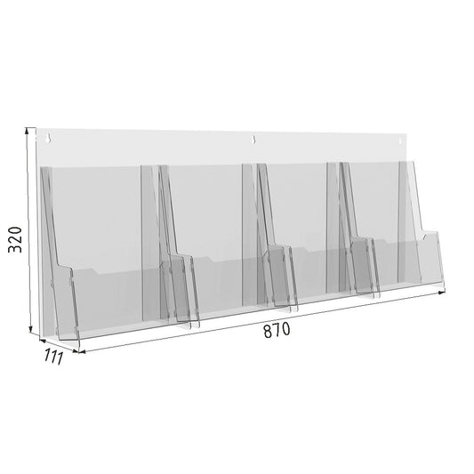 Portafolletos, Euro Flyer Stand 320x870x111mm, Stand Acrílico, Display Acrílico, Stand Publicitario, Equipo de Exhibición, Stand Informativo, Portafolletos Acrílico