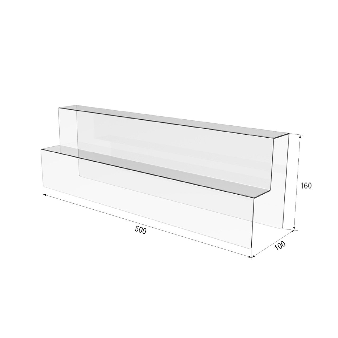 Acrylic display 500x100x160mm, Acrylic stand for products, Acrylic holder, Acrylic display for products, Acrylic Organizer for products, Acrylic Stand, Acrylic Showcase