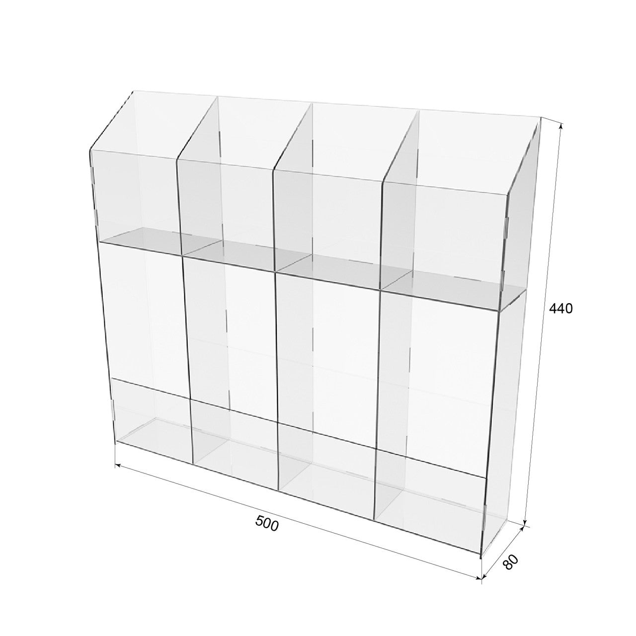 Acrylic display for envelopes, stand for postcards with 8 compartments, Booklet display for store